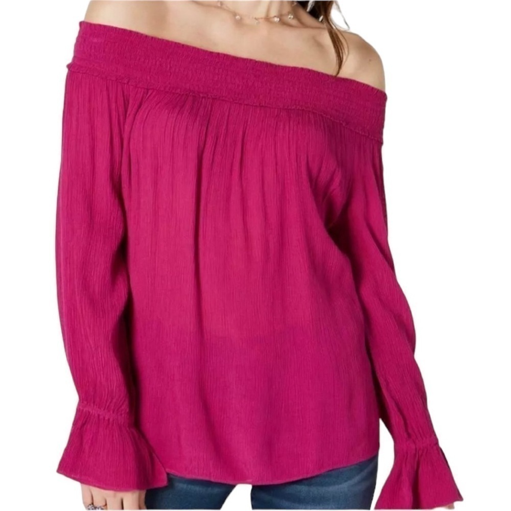 INC International Concepts Off Shoulder Top Size Small Pink Magenta NWT